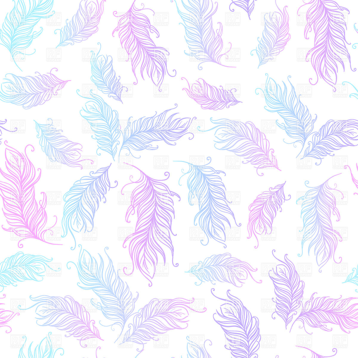 Seamless Pattern Made Of Hand Drawn Feathers Vector Image 1200x1200 Seamless Pattern Made Of Hand Drawn Feathers Vector Image