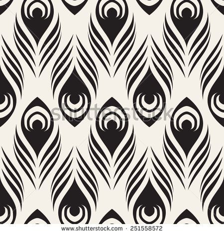 Vector Seamless Pattern With Stylized Peacock Feather Monochrome 450x470 Vector Seamless Pattern With Stylized Peacock Feather Monochrome