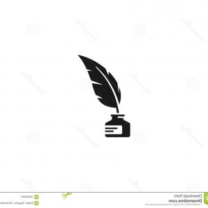 300x300 Inkwell Feather Pen Logo Template Ink Bottle Quill Vector Design