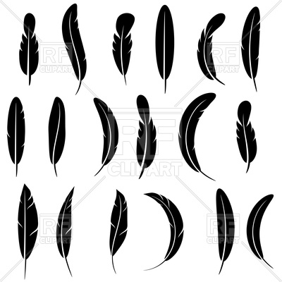 Feather Silhouette Collection Isolated On White Background Vector 400x400 Feather Silhouette Collection Isolated On White Background Vector