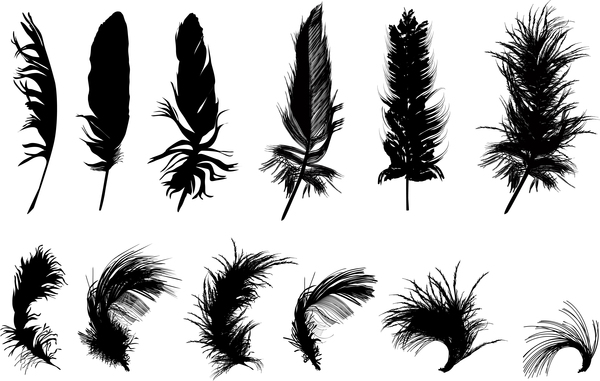 600x381 Feather Silhouette Vector Set Free Download