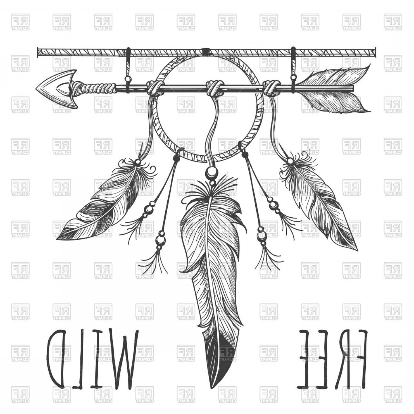 1440x1440 Native American Indian Accessory With Arrow Feathers And Lettering