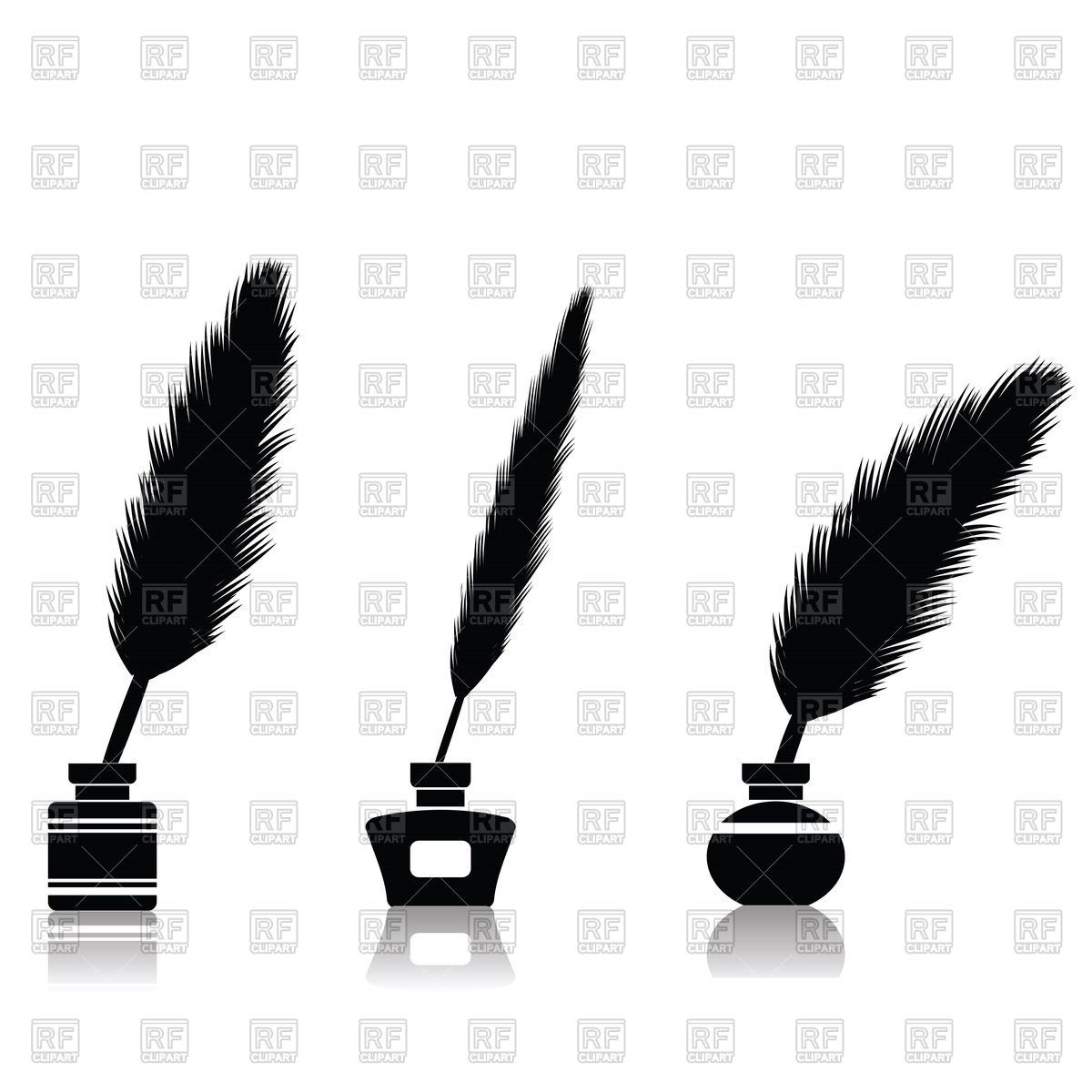 1200x1200 Silhouette Of Feather Pen In Inkwell Vector Image Of Objects