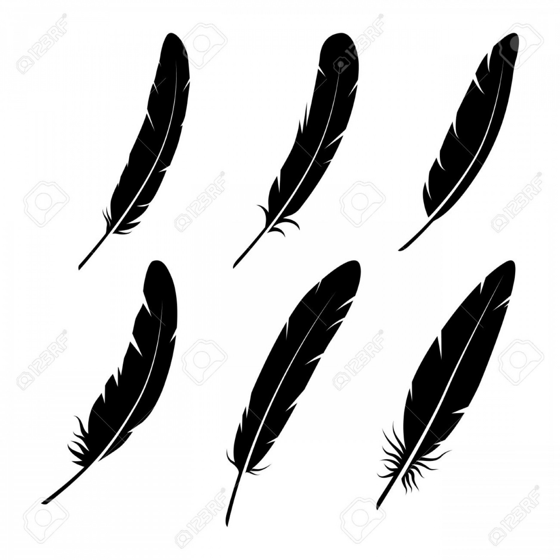 Photostock Vector Feathers Vector Black And White Silhouette 1872x1872 Photostock Vector Feathers Vector Black And White Silhouette