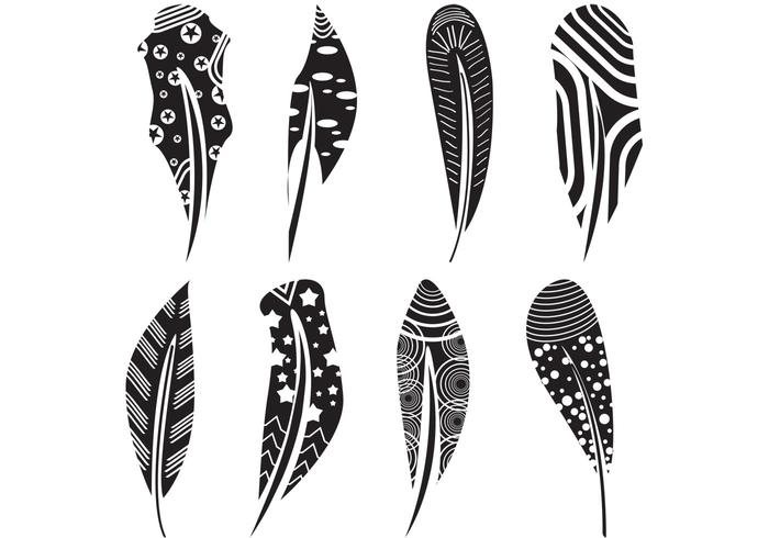 700x490 Feather Vector Shapes In Black And White