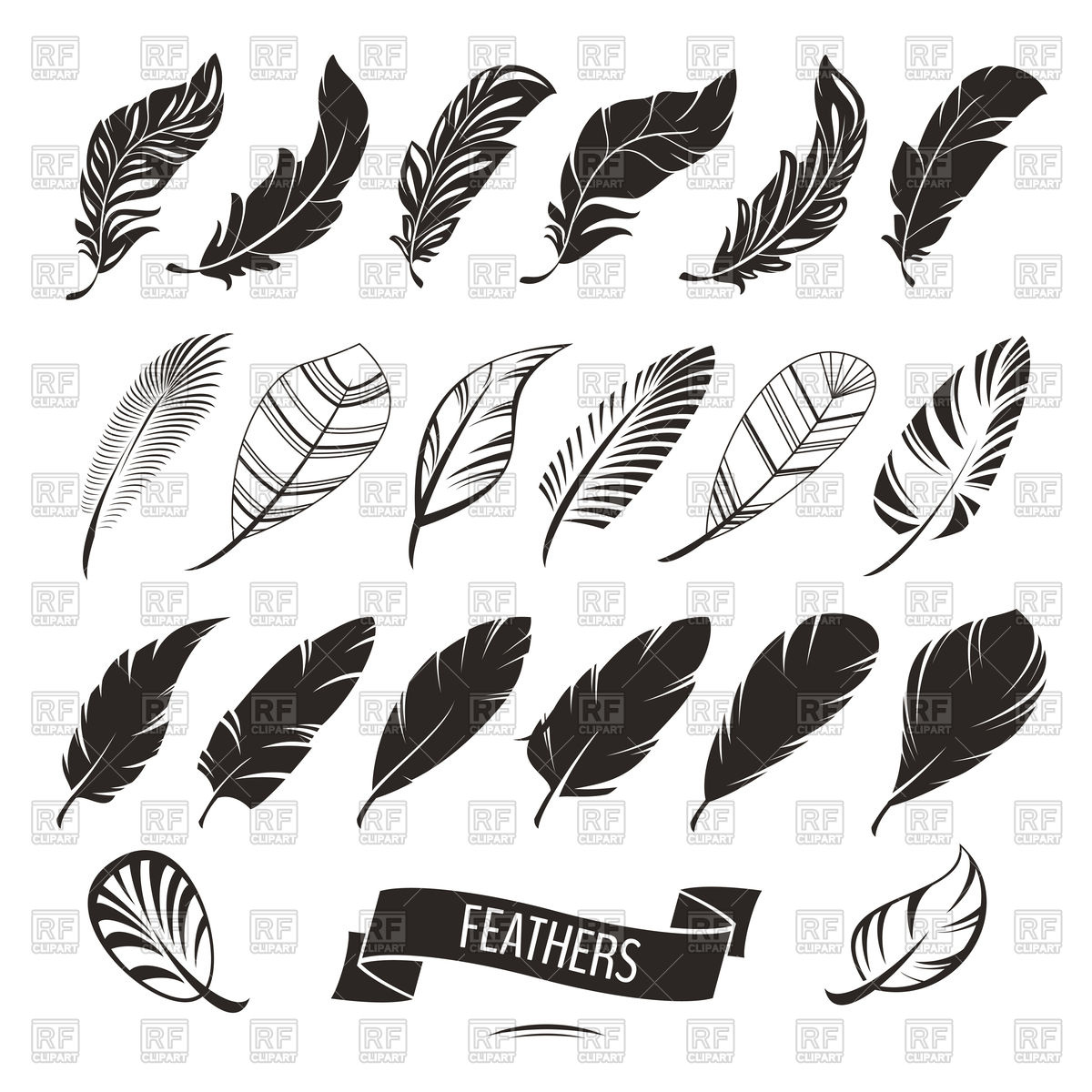 Set Of Different Feathers Vector Image Of Design Elements 1200x1200 Set Of Different Feathers Vector Image Of Design Elements