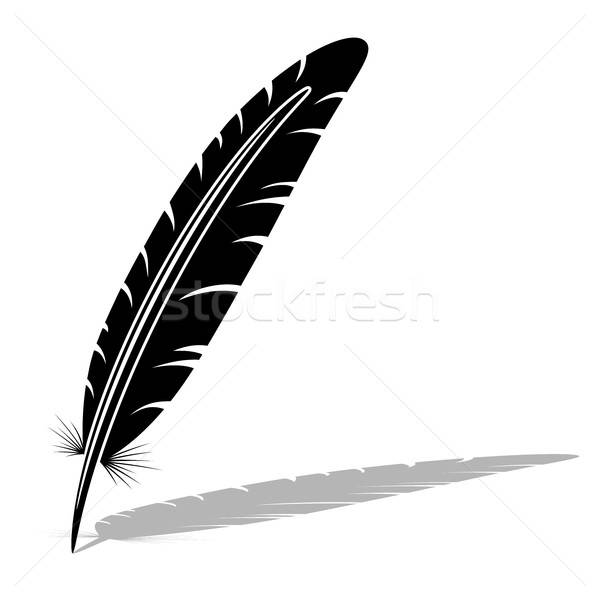 Black And White Feather Vector Silhouette Vector Illustration 600x600 Black And White Feather Vector Silhouette Vector Illustration