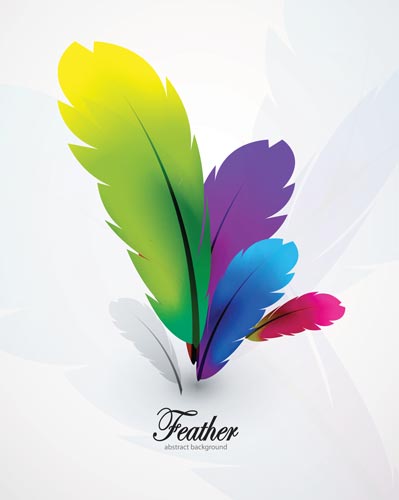 399x500 Delicate Feathers Vector With Different Colors