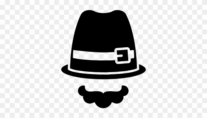 840x481 Buckled Fedora Hat And Curly Moustache Vector