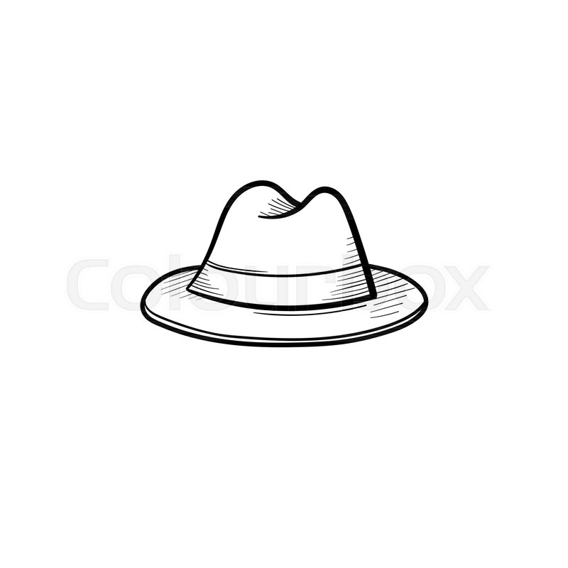 800x800 Vector Hand Drawn Fedora Hat Outline Stock Vector Colourbox