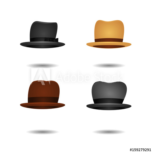 500x500 Vector Set Of Isolated Cartoon Vintage Fedora Hats On The White