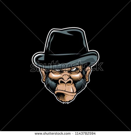 450x470 Cute Monkey With Fedora Hat Vector