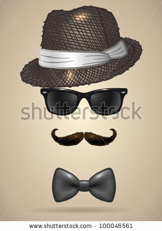 330x470 Stock Vector Vintage Silhouette Of Fedora Hat, Mustaches