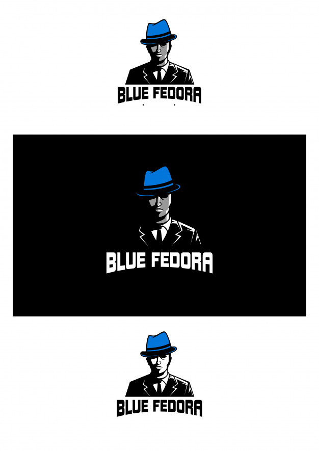 626x885 Blue Fedora Mascot Logo Vector Vector Premium Download