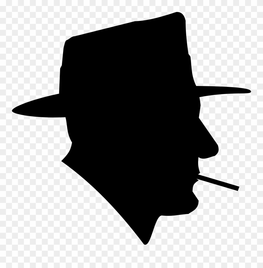 880x898 Smoking Man In Fedora Silhouette Clipart, Vector Clip