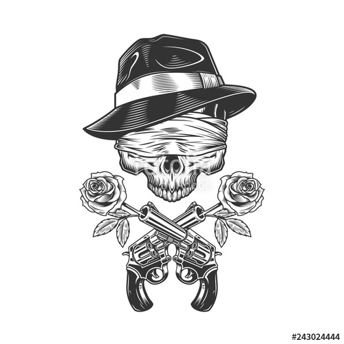 500x500 Vintage Gangster Skull In Fedora Hat Stock Image And Royalty Free