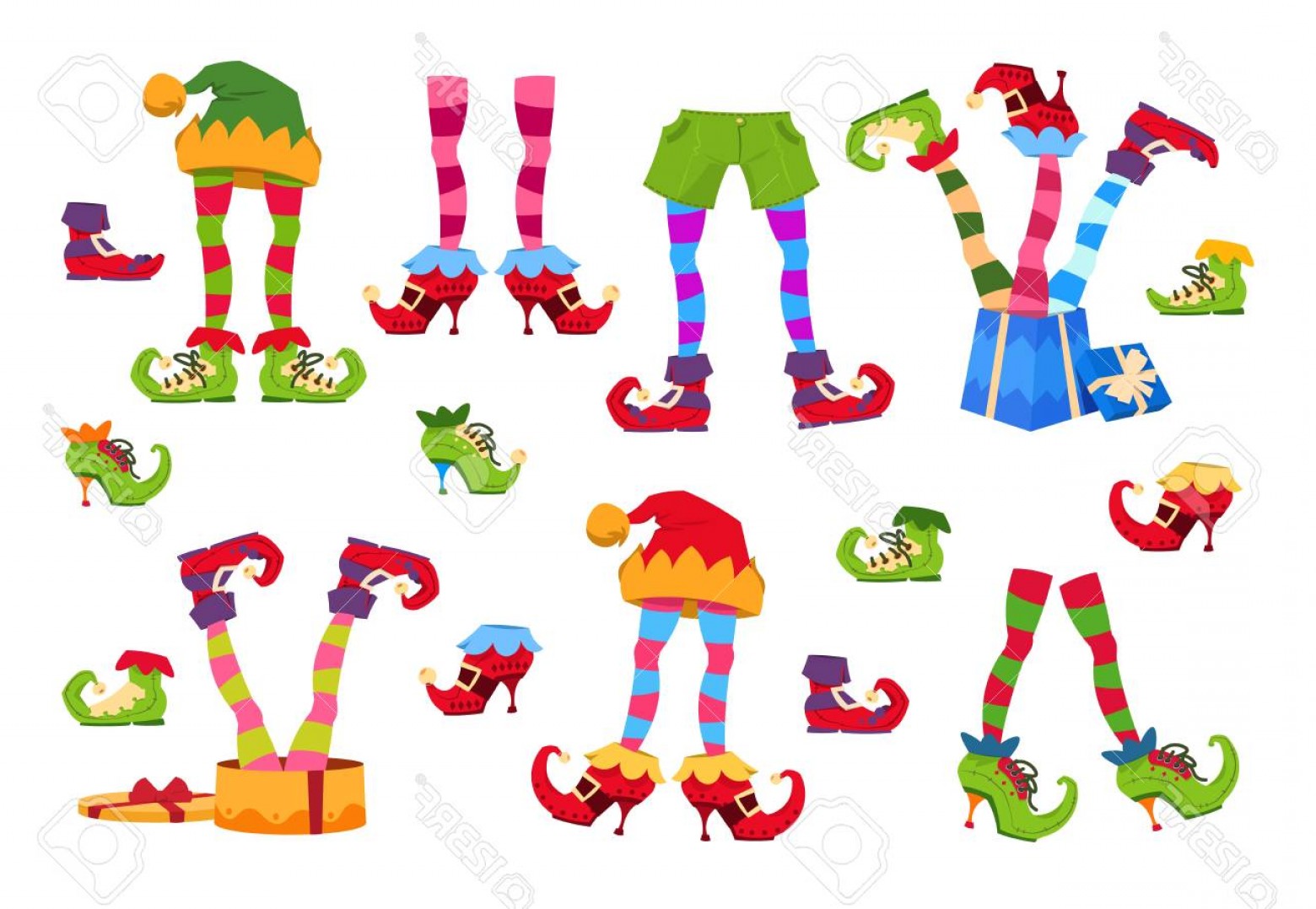 1560x1078 Photostock Vector Elf Feet Elves Foot In Shoes And Hat Christmas