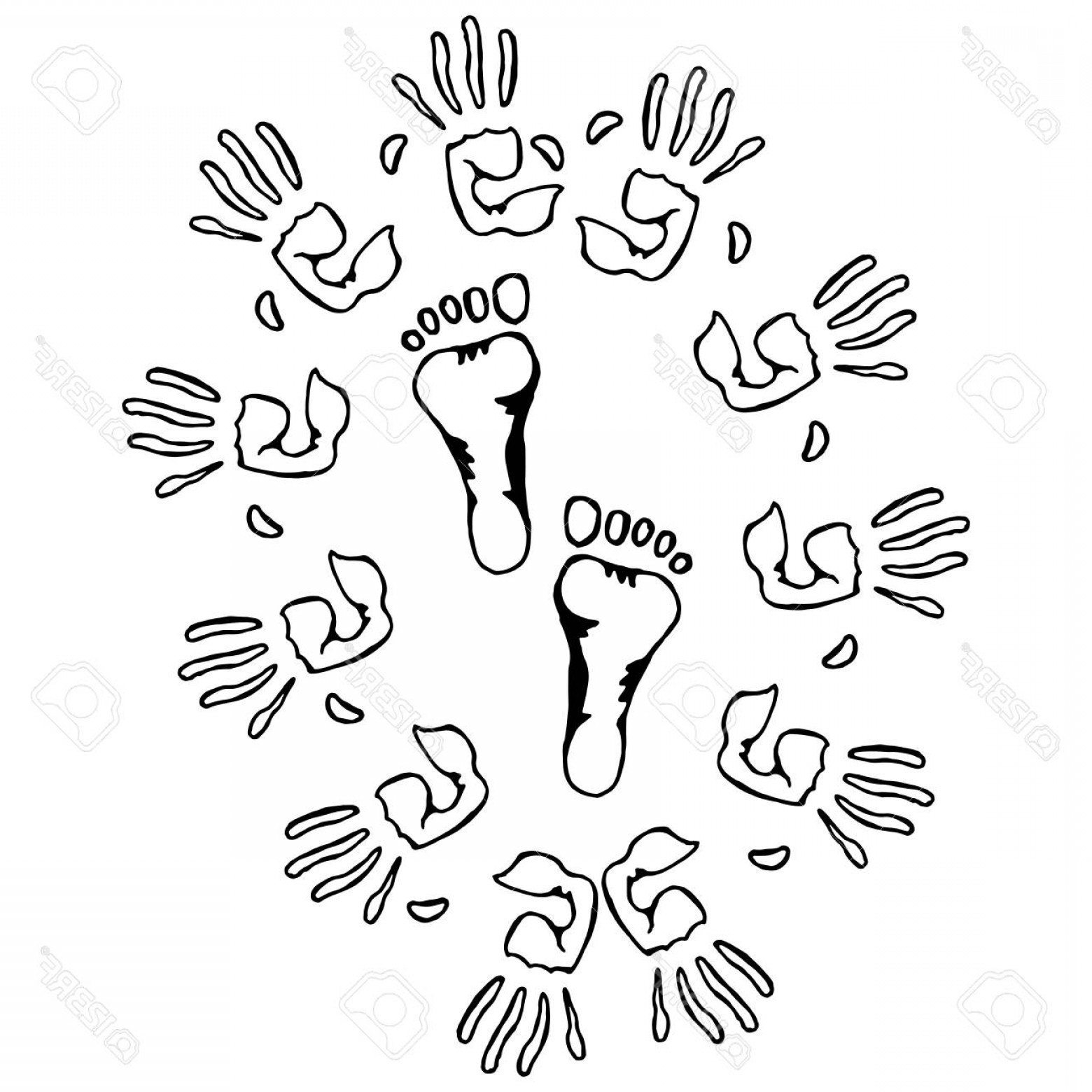 1560x1560 Photostock Vector Hand Drawn Palm Prints And Feet Vector