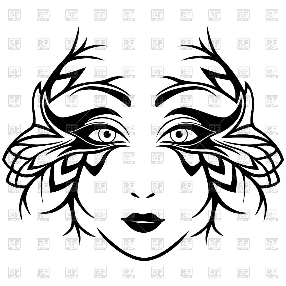 1200x1200 Abstract Black And White Female Face Vector Image Of People