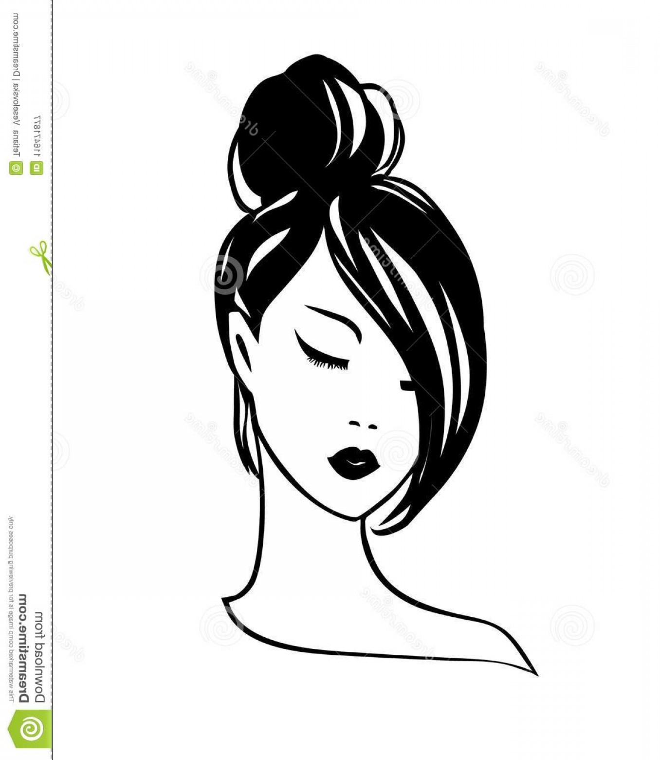 1356x1560 Vector Black White Face Girl Logo Emblem Elegant Woman Face Vector