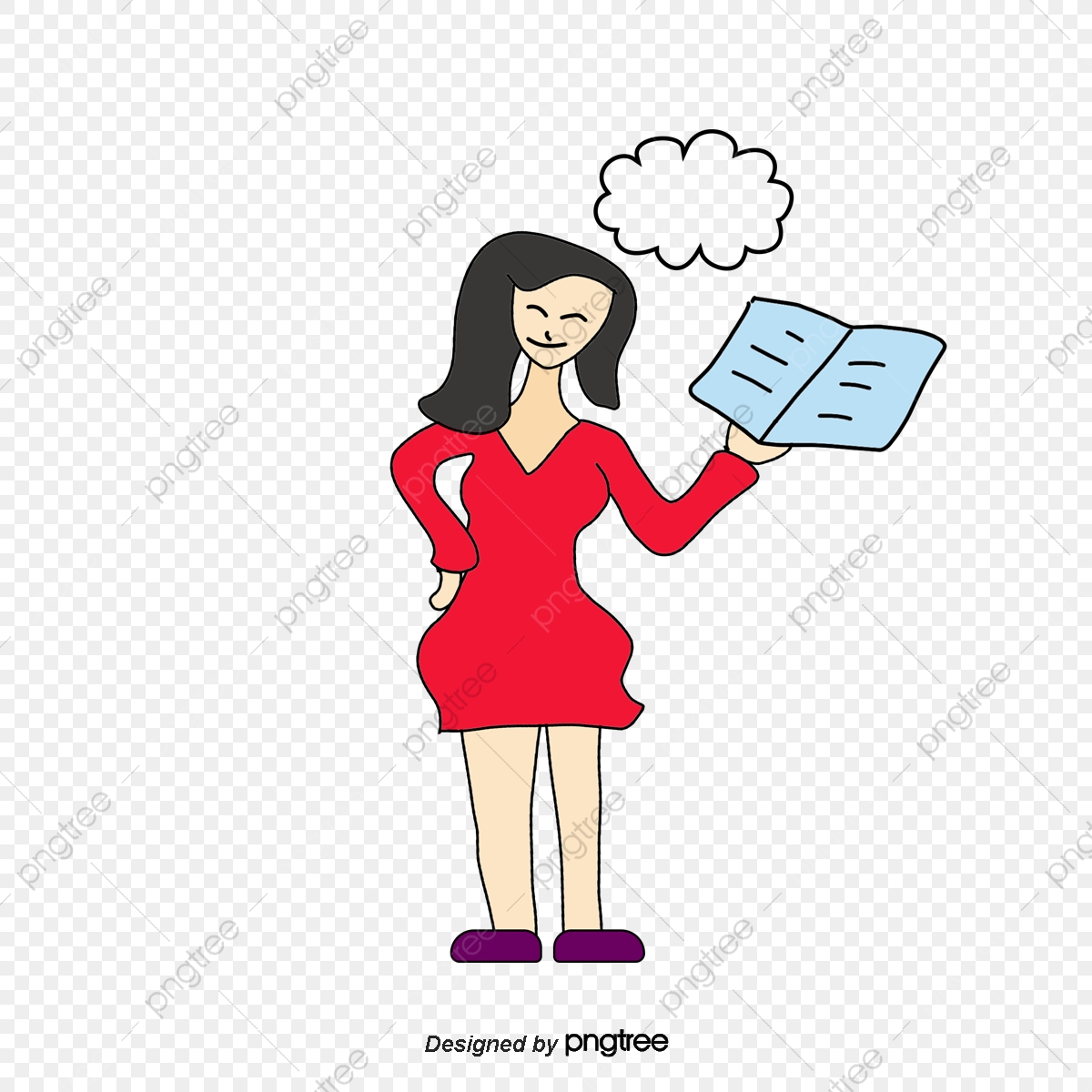 1200x1200 Hand Drawn Female Teacher With A Book Vector, Teacher Clipart