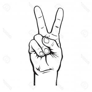 300x300 Beautiful Girl Makes Peace Sign Hands Vector Clipart Savoyuptown