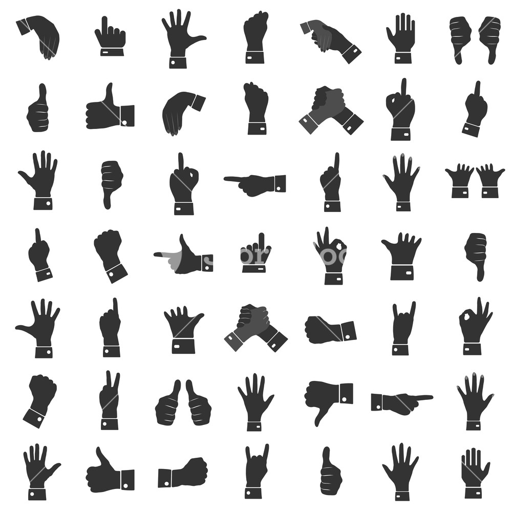 1000x1000 Icons Hand Gestures, Gray On A White Background Male And Female