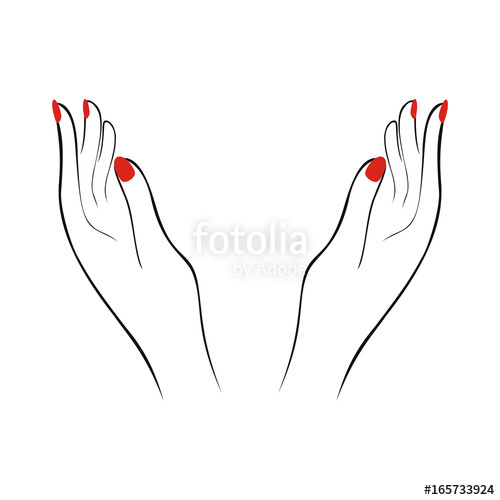 500x500 Stretched Hand Of Woman With Red Manicure Open Palm Hand Gesture