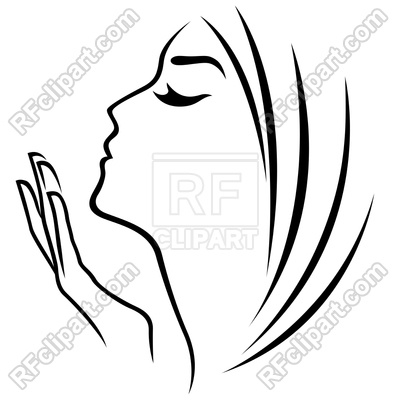 400x400 Female Head And Hand Abstract Simple Outline Vector Image