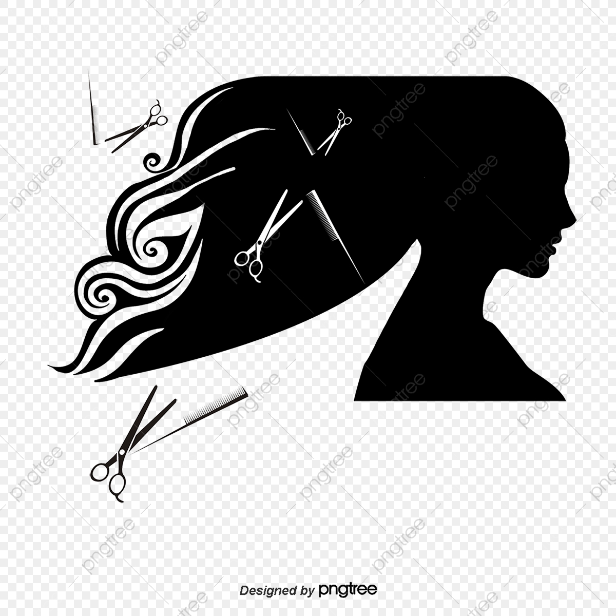 1200x1200 Vector Hair Theme Female Head Silhouette, Hair Vector, Head Vector