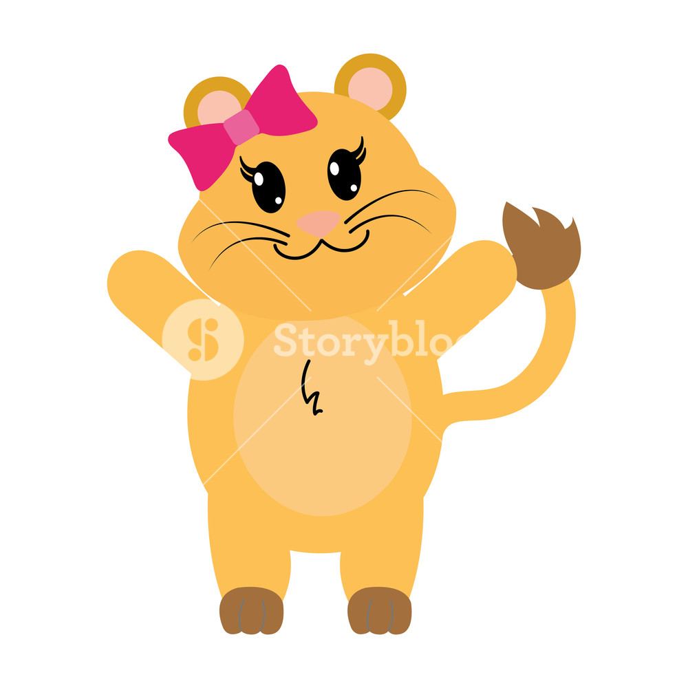 Colorful Adorable Female Lion Animal With Hands Up Vector 1000x1000 Colorful Adorable Female Lion Animal With Hands Up Vector