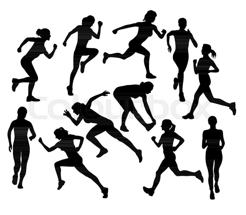 800x699 Female Running Silhouettes, Art Vector Stock Vector Colourbox