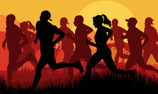600x360 Female Running Silhouette Free Vector Download