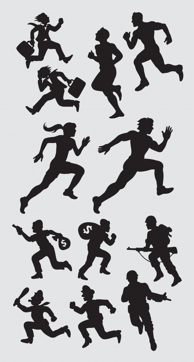626x1168 Male And Female Running Silhouette Vector Premium Download