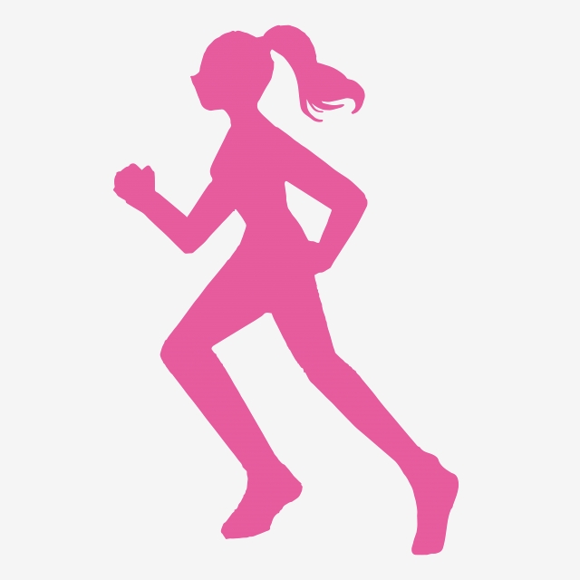 640x640 Running Female Silhouette Pink Vector Free, Running Female