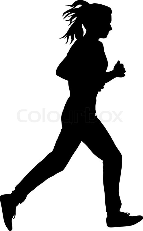 495x800 Silhouettes Runners On Sprint, Women Stock Vector Colourbox