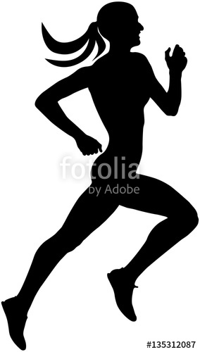 284x500 Young Slender Female Runner Athlete Running Silhouette Black