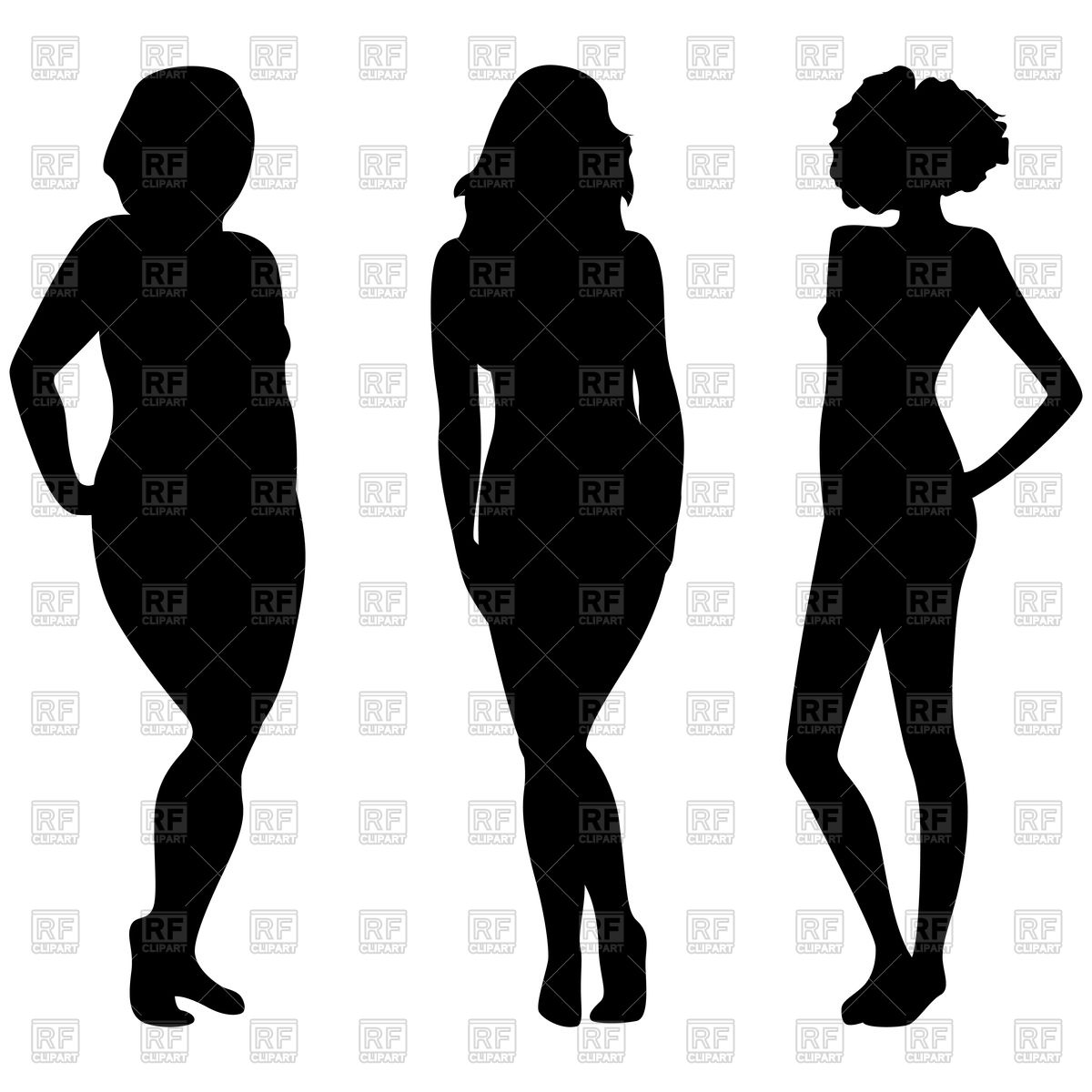 1200x1200 Female Silhouettes With Different Weight Vector Image Of People