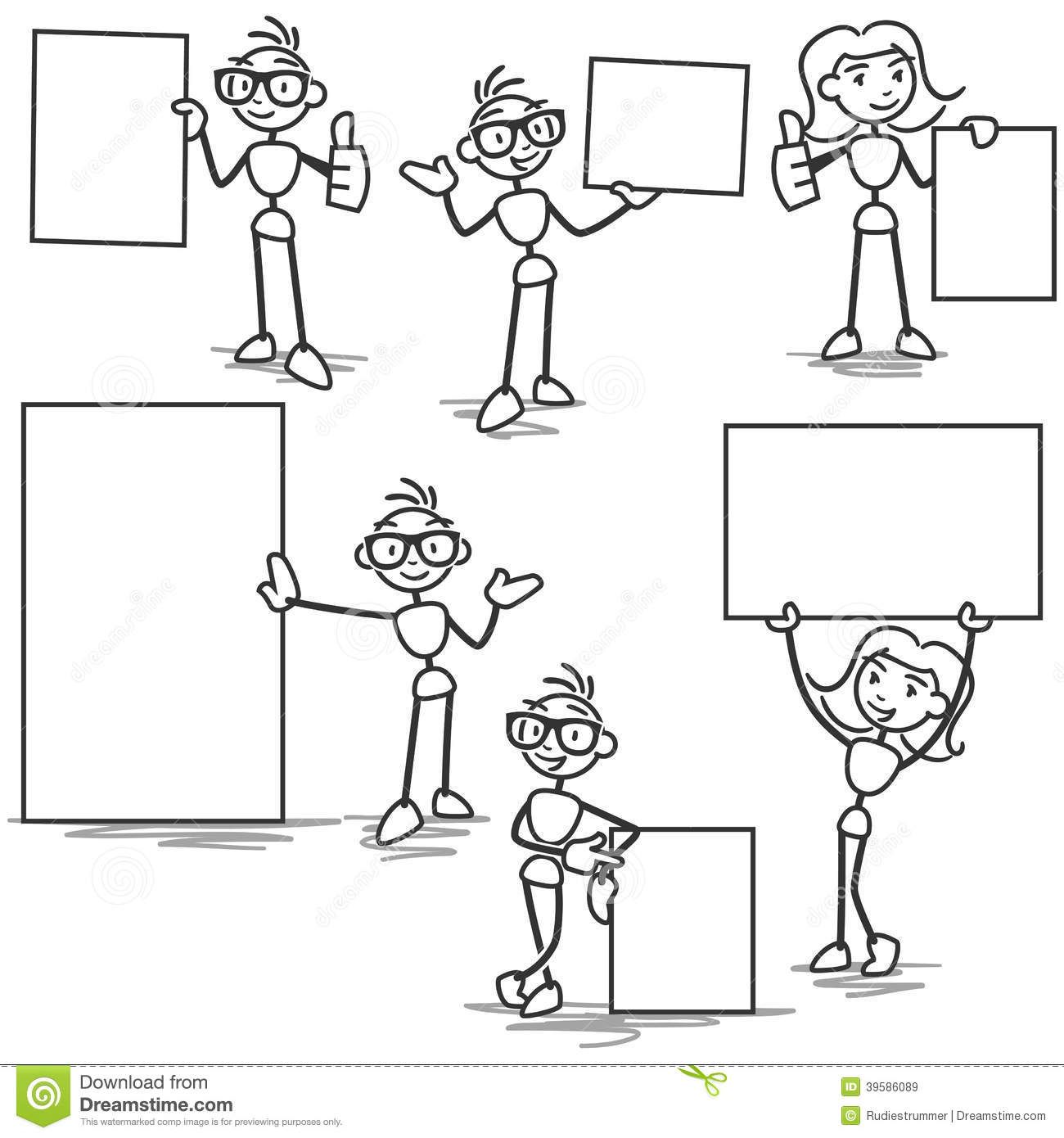 1300x1390 Stick Figure Stick Man Holding Blank Sign Billboard