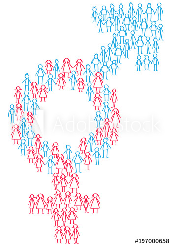 350x500 Vector Illustration Of Male And Female Stick Figures Standing