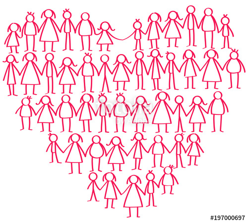 500x450 Vector Illustration Of Red Male And Female Stick Figures Standing
