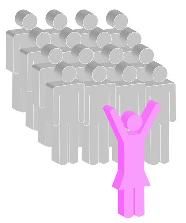 375x450 Female Or Women Stick Figure Leading A Group Of Men