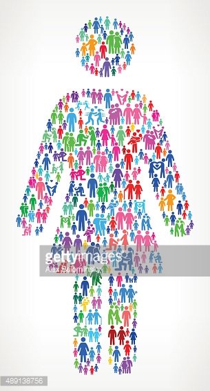 305x567 Female Stick Figure On Vector Family Pattern Background Premium
