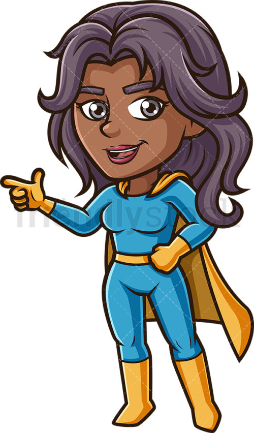 Female Superhero Pointing Sideways Cartoon Clipart Vector 500x852 Female Superhero Pointing Sideways Cartoon Clipart Vector
