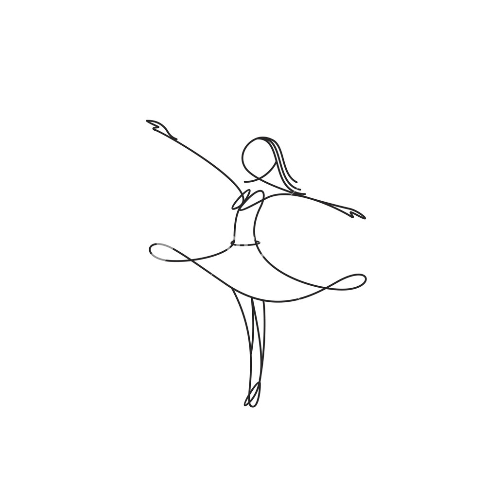 1000x1000 Female Line Art Dancing Girl Vector Illustration Royalty Free