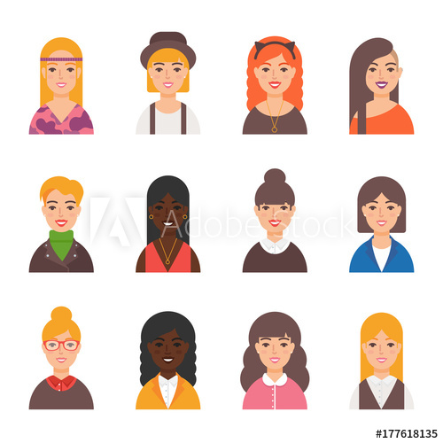 500x500 Set Of Female Vector Avatars