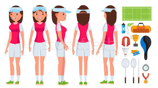 600x337 Badminton Player Female Vector Summer Game Shuttlecock Isolated