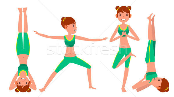 600x337 Yoga Woman Poses Set Female Vector Yoga Figures, Silhouettes