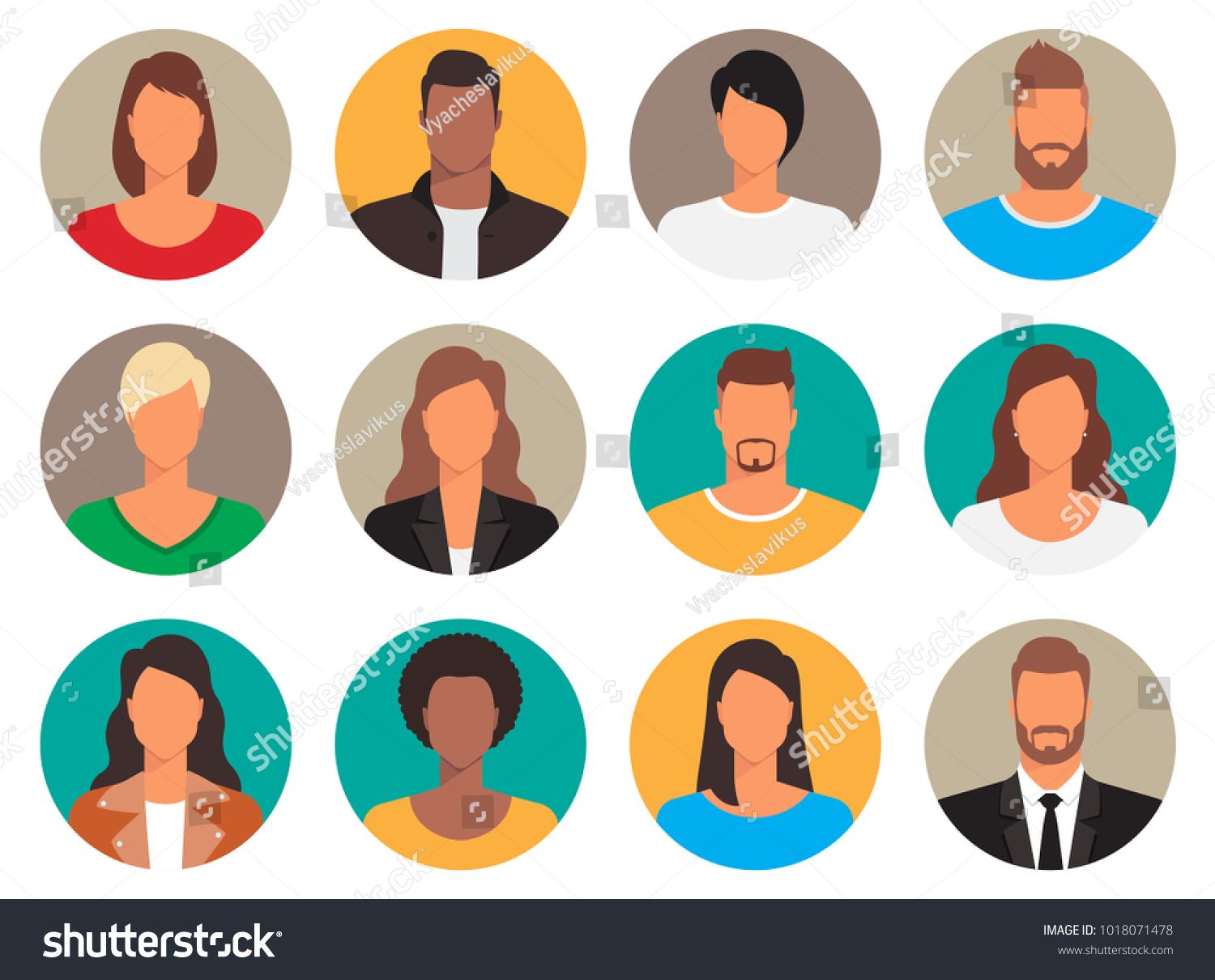 1500x1210 Set Of Male And Female Avatars In A Circle Vector Icons Flat