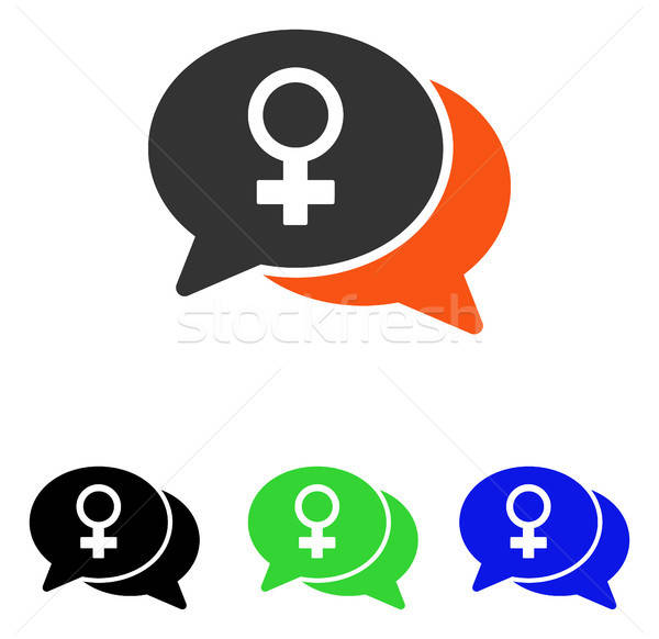 600x582 Female Chat Flat Vector Icon Vector Illustration Victor Ivlichev